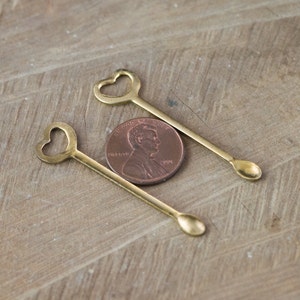 Raw Brass Tiny Spoon with Heart Pendant 48x12mm 2 image 2