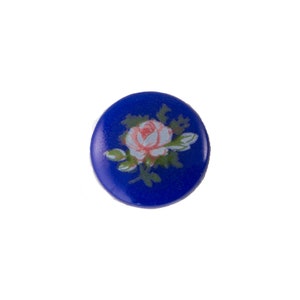10mm hellrosa Rose auf blauem Glas Runde Cabochons (6)