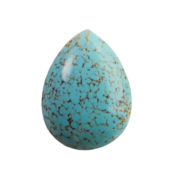 Vintage Turquoise Matrix Glass Teardrop Cabochon 40X30mm (1) cab6031A