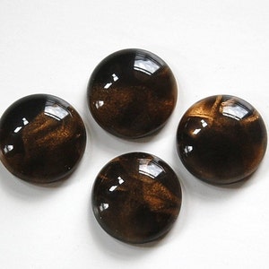 Vintage Acrylic Smokey Brown with Silky Golden Swirls Cabochons 18mm (4) cab249