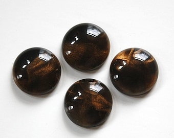 Vintage Acrylic Smokey Brown with Silky Golden Swirls Cabochons 18mm (4) cab249