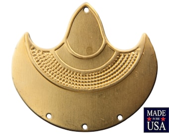 4 Hole Raw Brass Dapped Swooped Tribal Pendant Connector (4) mtl180B