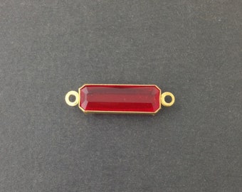 2 Loop Vintage Ruby Acrylic Faceted Channel Set Rectangle Drops 7x19mm (6) chr068D