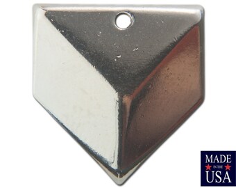 1 Hole Silver Plated Geometric Triangle Charms Drops 18x18mm (6) mtl076C