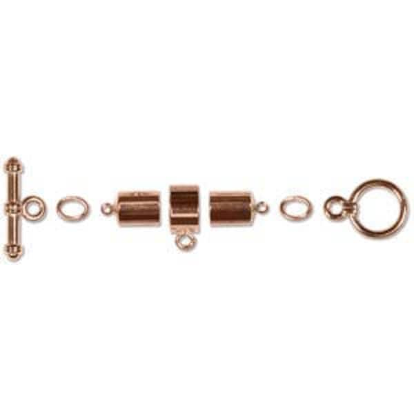 Kumihimo 6mm Barrel Toggle Finding Set Copper Plate