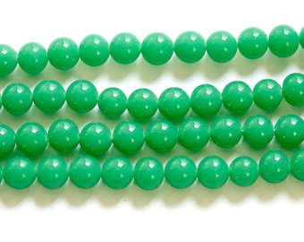 Cuentas de vidrio verde jade vintage japonesas de 6 mm (10) jpn001F