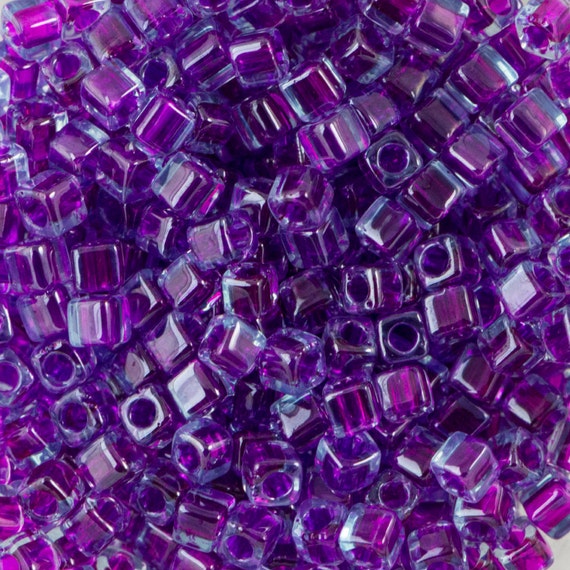 Sewing & Fiber 1.8MM MIYUKI CUBE Lilac Lined Aqua AB Seed Bead 8g Beads ...