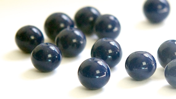 小学生の時作ったやつ Vintage Navy Blue Glass Beads Japan 10mm (6) Jpn007g - Etsy Canada