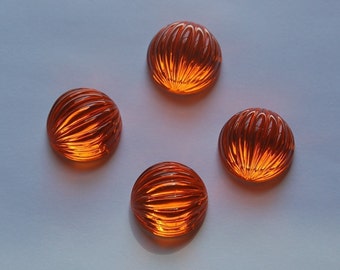 Vintage German Orange Ribbed Plastic Melon Cabochon 18mm cab395B