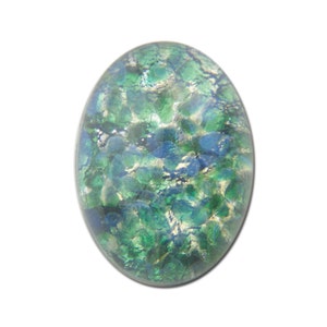 Cabochões de vidro oval opala verde 18x13mm (2) cab5005B