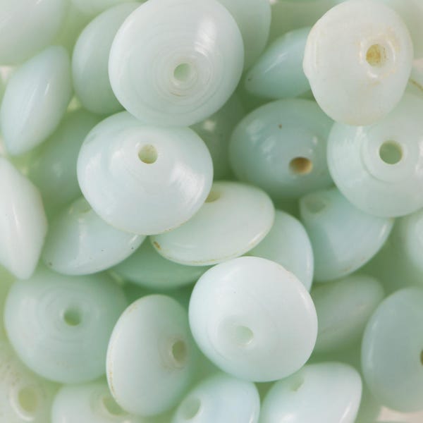 Vintage Opaque White w/ Pale Blue Tint Japanese Glass Spacer Beads jpn013G