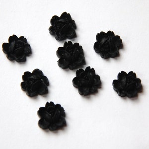 Vintage Style schwarze Rose Blume Cabochon 11 mm cab350C