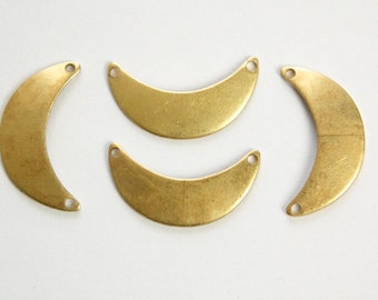 2 Hole Raw Brass Small Crescent Pendant Connector  (8) mtl388A