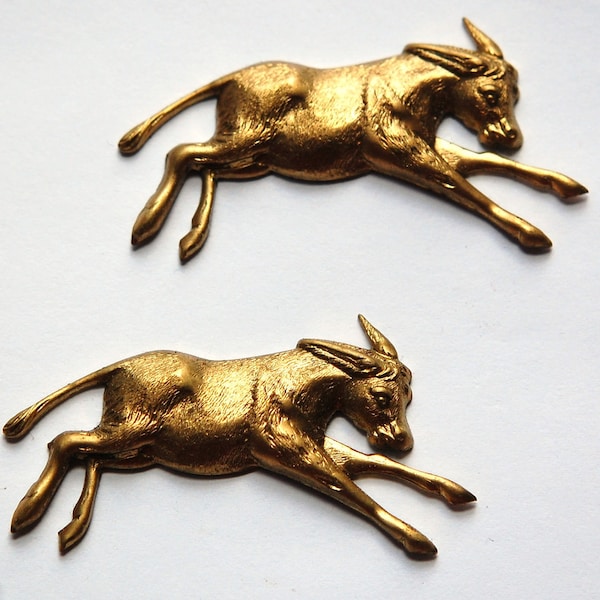 Raw Brass Donkey Mule Stampings 50x26mm (2) mtl298