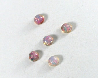 5mm Harlequin Opal Glass Round Cabochons (6)