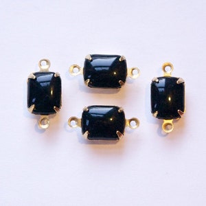 Smooth Black Stones in 2 Loop Brass Setting 10x8mm 4 image 2