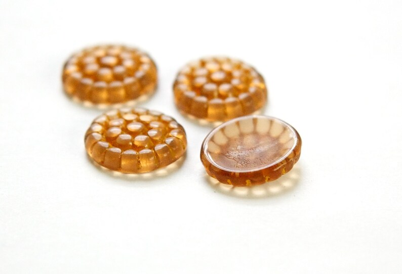 Vintage Earthy Brown Wash on Clear Glass Bumpy Cabochons 18mm 4 cab839A image 2