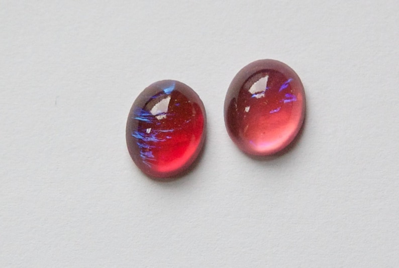 Red Mexican Opal Glass Cabochons 10x8mm 6 cab5002A image 1