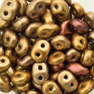 2/5MM MATUBO SUPERDUO Matte Metallic Gold Iris Beads