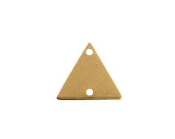 2 Hole Raw Brass Triangle Connector Link Charms Drops 13mm (10)