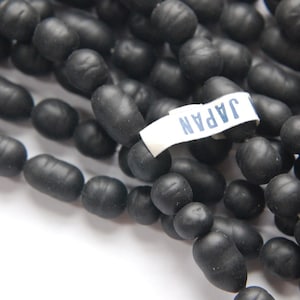 Vintage Matte Black Glass Beads Japan Random Mix (10) jpn003D