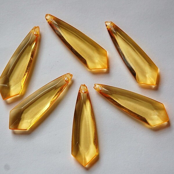 Vintage Acrylic Translucent Yellow Pointed Faceted Pendant Drops bds093