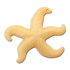 Vintage Large Golden Yellow Starfish Beads Pendant West German Plastic 45mm (2) bds858E