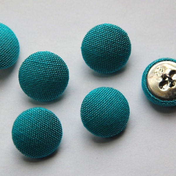 Vintage Turquoise Blue Silk Buttons 15mm btn002A