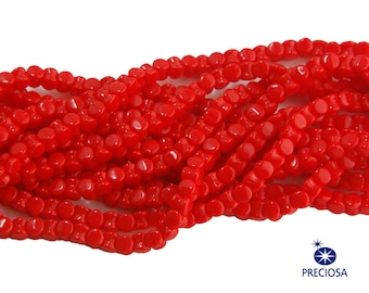 6 x 4 mm rote Preciosa tschechische Glasperlen (50)