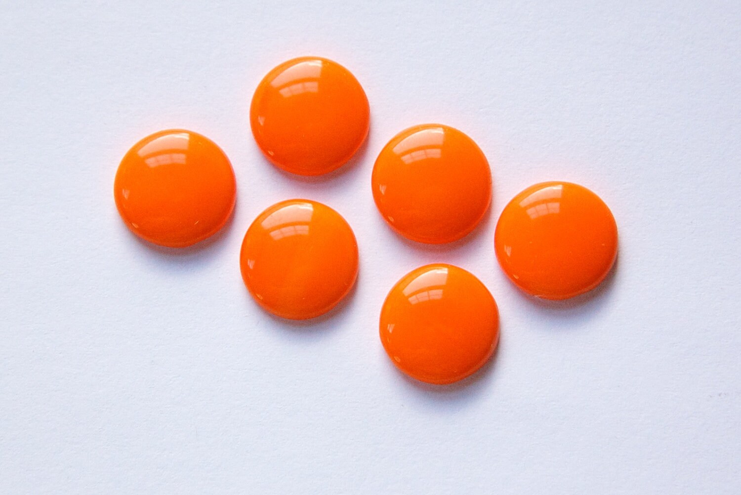 Vintage Opaque Orange Glass Cabochons 11mm cab703U