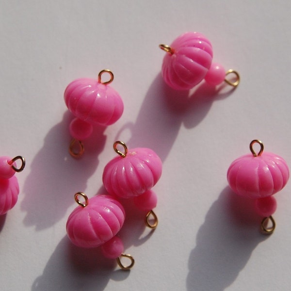 Vintage Pink Melon Bead Drops Connectors Japan bds022A