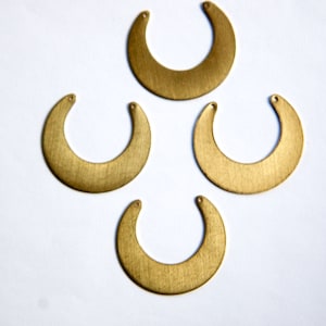 2 Hole Raw Brass Crescent Open Circle Pendant Drop 4 mtl318 image 1