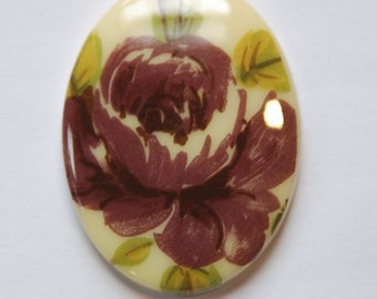 Vintage Large German Plum Rose Cabochon 40x30mm cab746