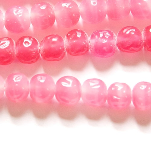 Vintage Opaque Pink Glass Beads Japan 10mm 6 Jpn007j Etsy