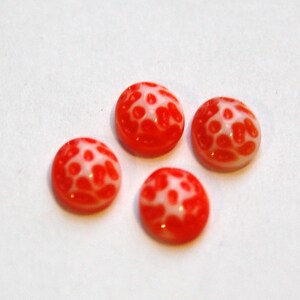 Vintage Orange and White Glass Textured Cabochons 10x8mm cab729C image 2