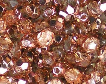 6mm Apollo Gold Czech Faceted Firepolish Glass Beads (25)