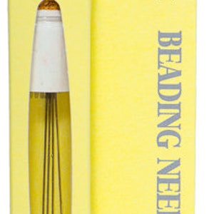 May include: A package of four Tulip brand beading needles, size #11, enclosed in a clear plastic tube with a white cap. The needles are displayed on a yellow cardboard backing featuring the Tulip logo, the text Beading Needles, and 4pieces.