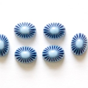 Vintage 2 Tone Blue Etched Top Acrylic Cabochons 8x6mm cab810D image 1