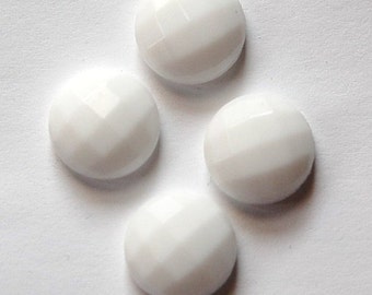 Vintage Faceted White Glass Cabochons Germany 14mm cab006B