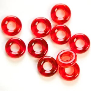 Czech Smooth Ruby Red Glass Ring Link 9mm (20) czh021D