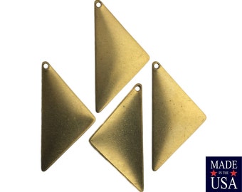 1 Hole Raw Brass Triangle Pendant Findings 25x12 (8) mtl447A