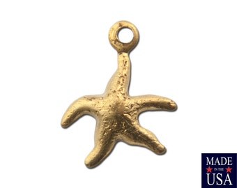 Top Loop Raw Brass Starfish Charm (8) chr019B