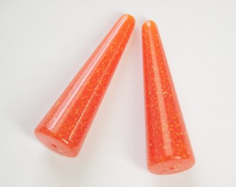 Vintage Dark Orange with Sparkles Long Triangle Teardrop Acrylic Beads bds1000D