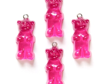 Fuchsia Gummi Bear Charms Drops (4) chr152F