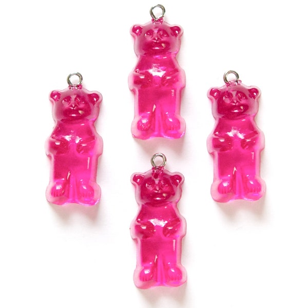 Fuchsia Gummi Bear Charms Drops (4) chr152F