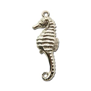 Vintage West German Lucite Silver Seahorse Pendant Charms 50x17mm (2) pnd063D
