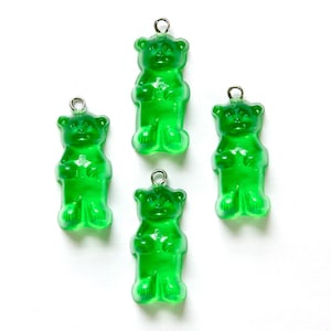 Green Gummi Bear Charms Drops (4) chr152E