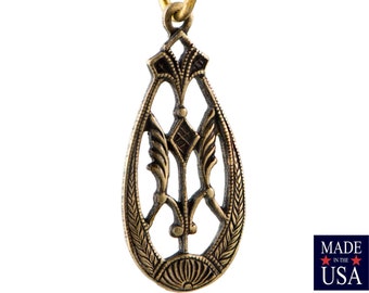 1 Loop Ornate Filigree Brass Ox Teardrop Charm Findings (6) mtl314D