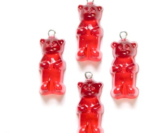 Red Gummi Bear Charms Drops (4) chr152C