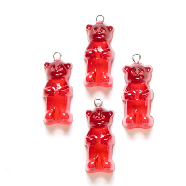 Red Gummi Bear Charms Drops (4) chr152C